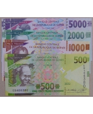 Гвинея 500,1000,2000,5000 франков 2022. Набор 4 штуки UNC. арт. 4313
